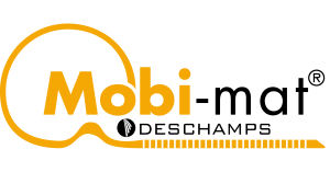 Yellow and black logo of Deschamps Mobi Mat