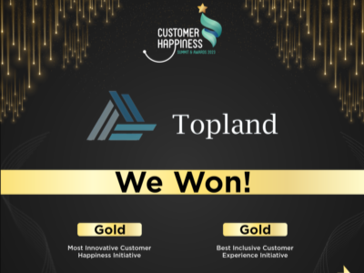 Topland wins 2 Gold Awards: Most Innovative Customer Happiness Initiative and Best Inclusive Customer Happiness Initiative.
